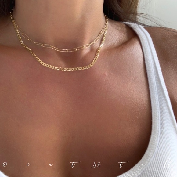 Miami Cuban Curb Chain Link Choker Necklace - Picture 4 of 10